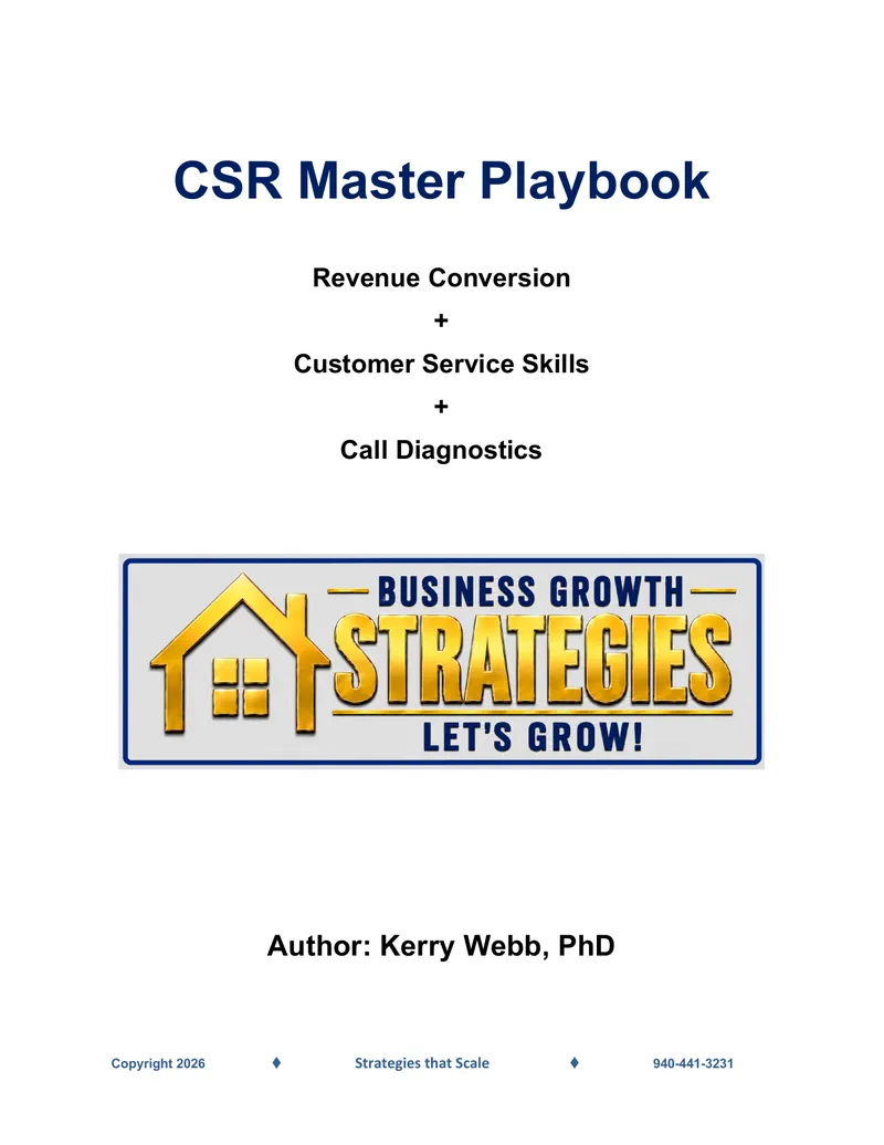 First page of the CSR Master Playbook overview